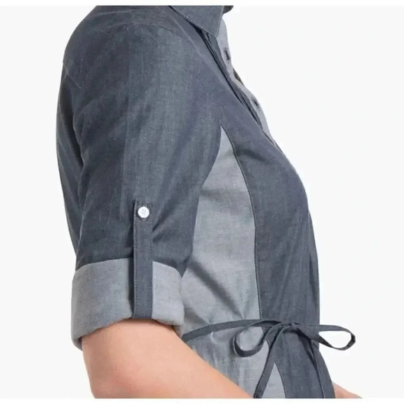 Kuhl Kiley Vintage Indigo Sail Blue Chambray Denim Tie Waist Dress SZ S #1848 - Picture 5 of 16